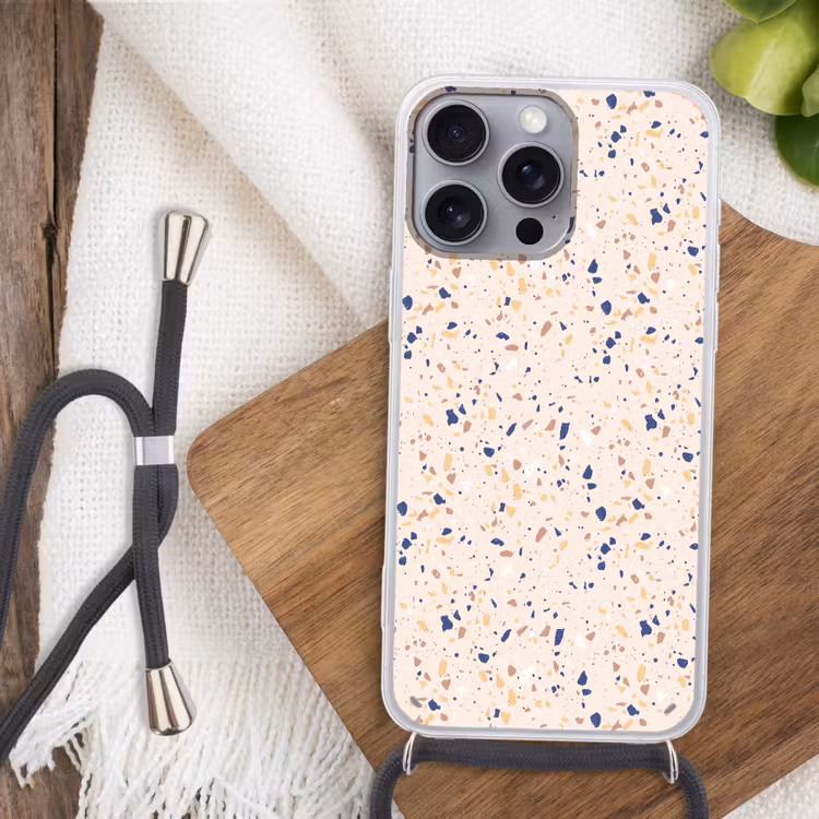 Telefoonhoesje met koord - Terrazzo - Patroon - Kleurrijk - Indigo — 3