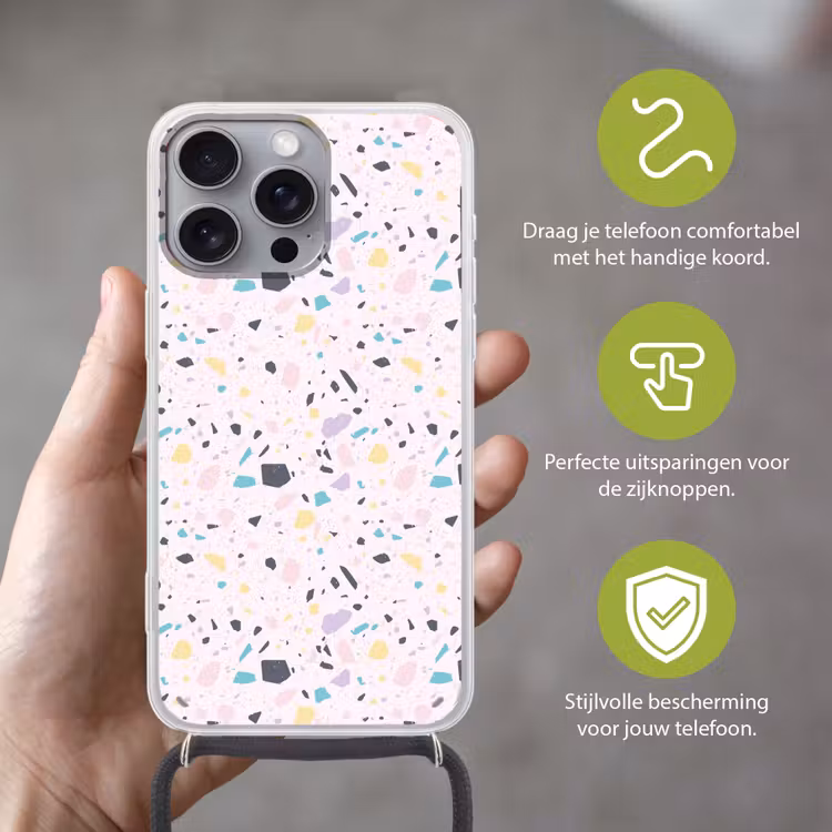 Telefoonhoesje met koord - Terrazzo - Patroon - Zacht - Snoep — 4