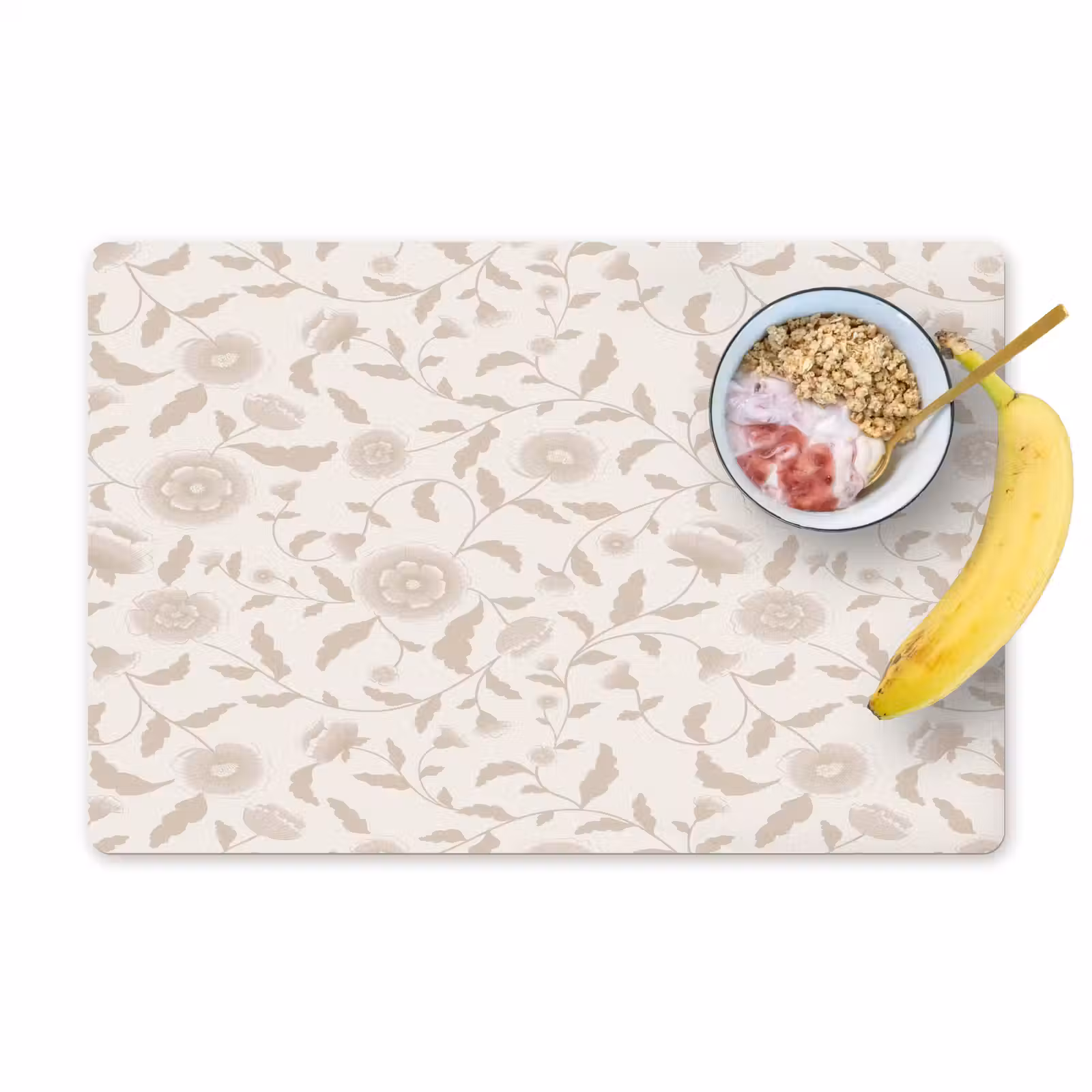 Placemat - 6 stuks - Sierlijk - Bloemen - Beige — 1