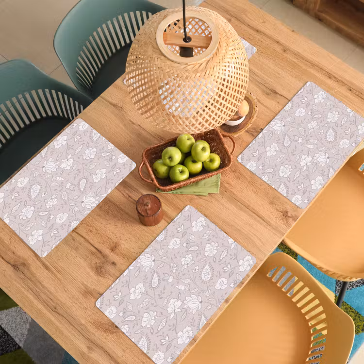 Placemat - 6 stuks - Bloemen - Getekend - Lavendel — 6