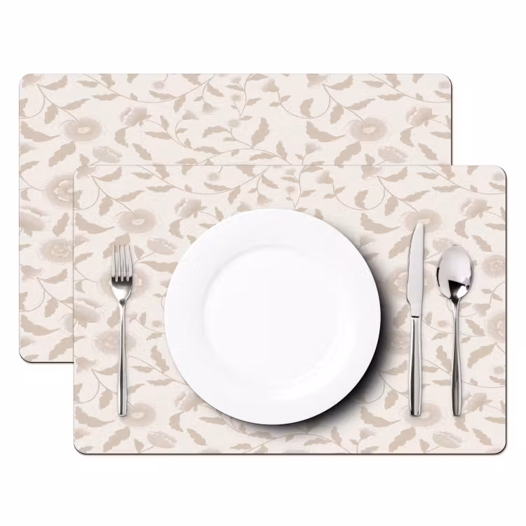 Placemat - 6 stuks - Sierlijk - Bloemen - Beige — 2