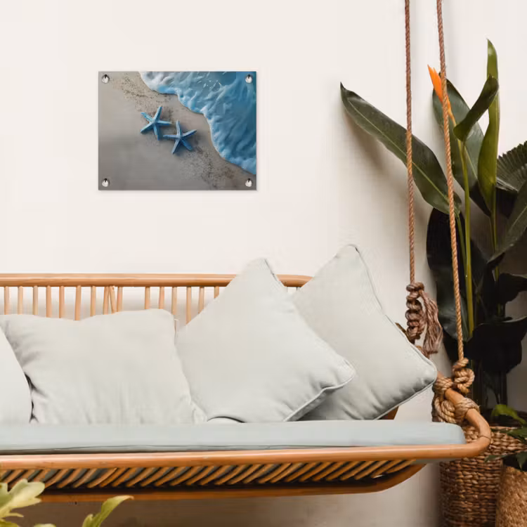 Tuinposter - Zeesterren - Zand - Zee - Blauw — 5