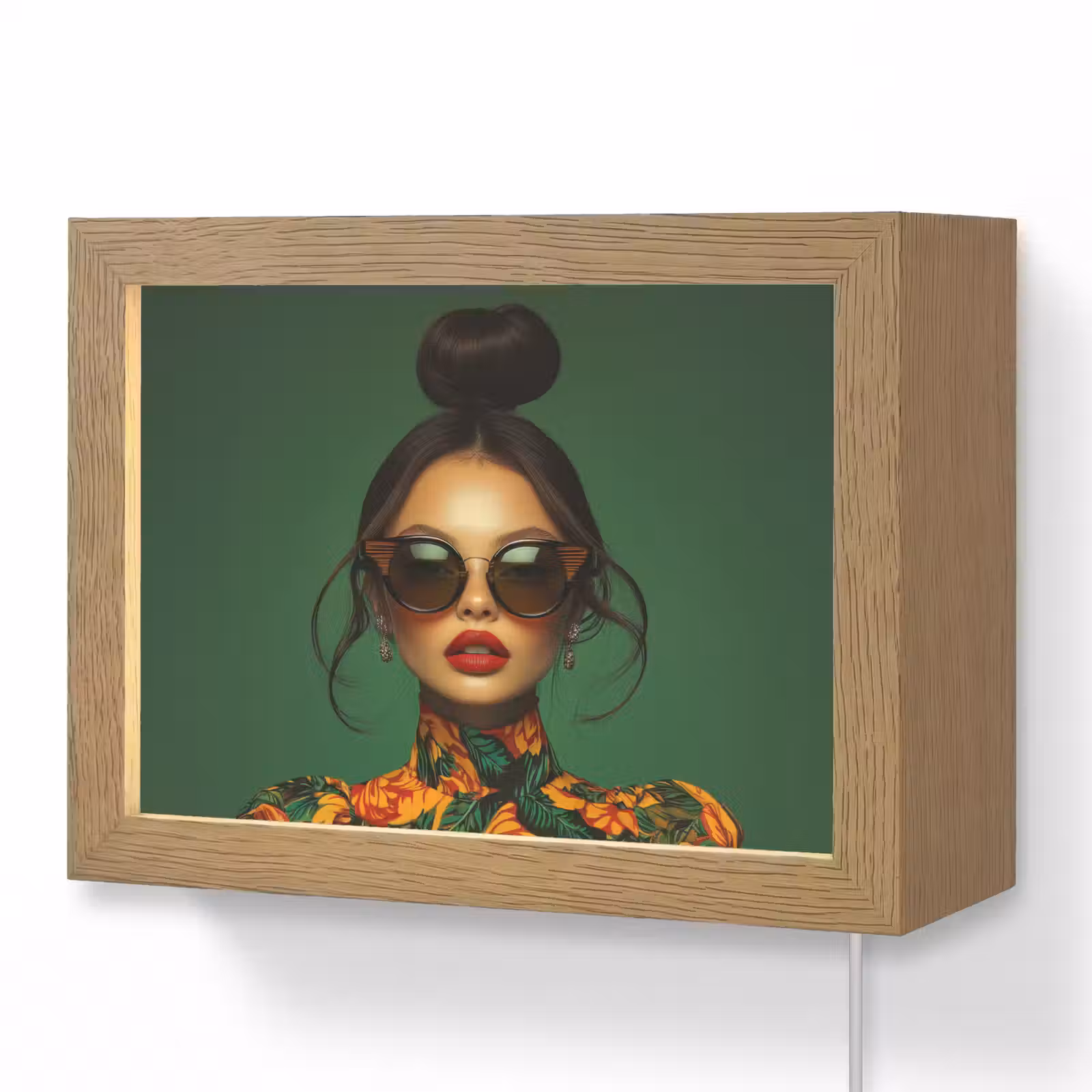 Lightbox - Wandlamp - Vrouw - Groen - Modern - Bril - Abstract — 1