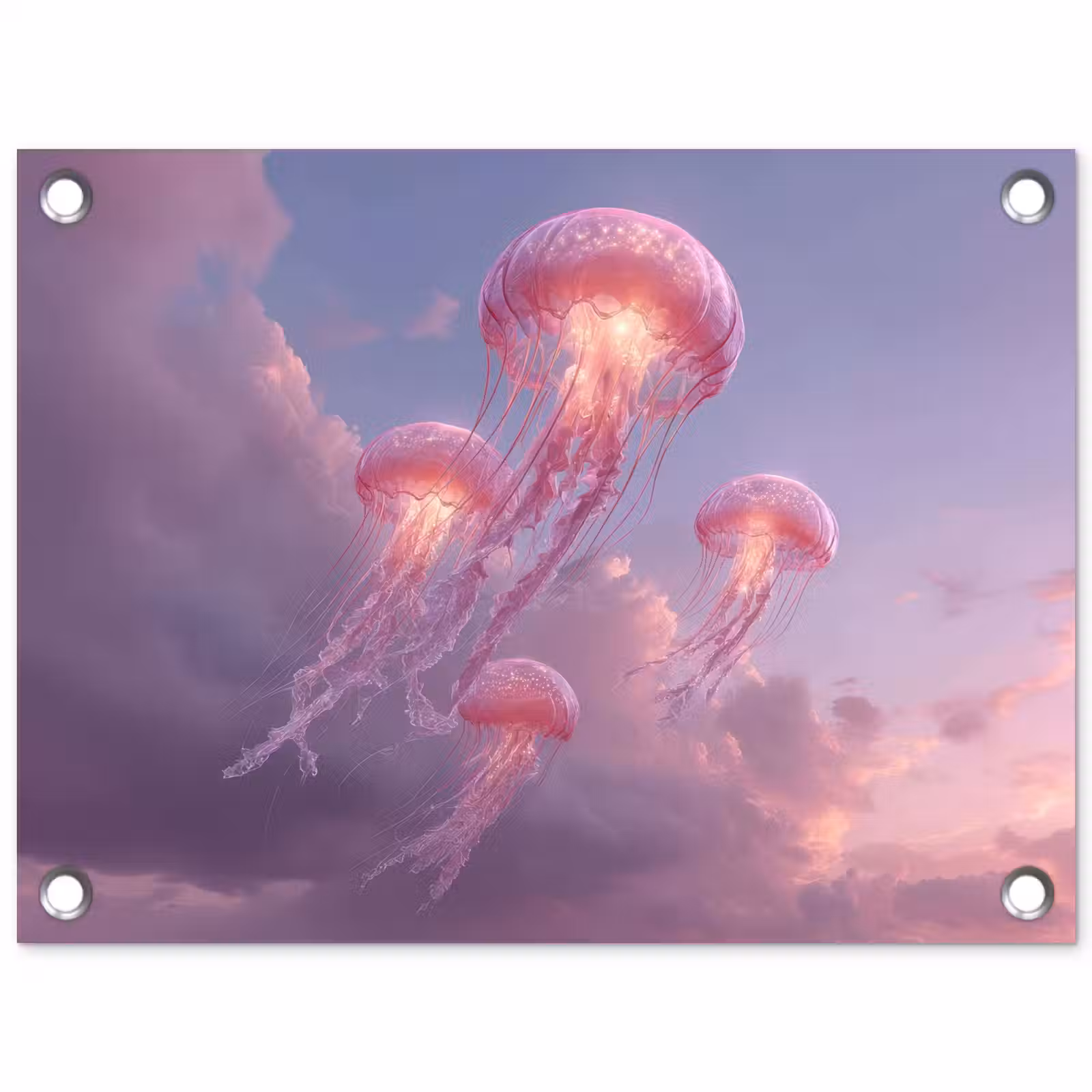 Tuinposter - Kwallen - Roze - Wolken — 1