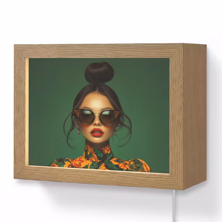 Lightbox - Wandlamp - Vrouw - Groen - Modern - Bril - Abstract — 1