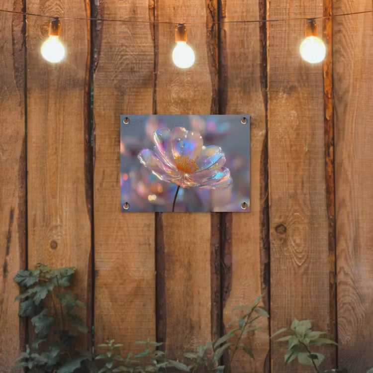 Tuinposter - Bloem - Transparant - Pastelkleuren - Druppels — 2