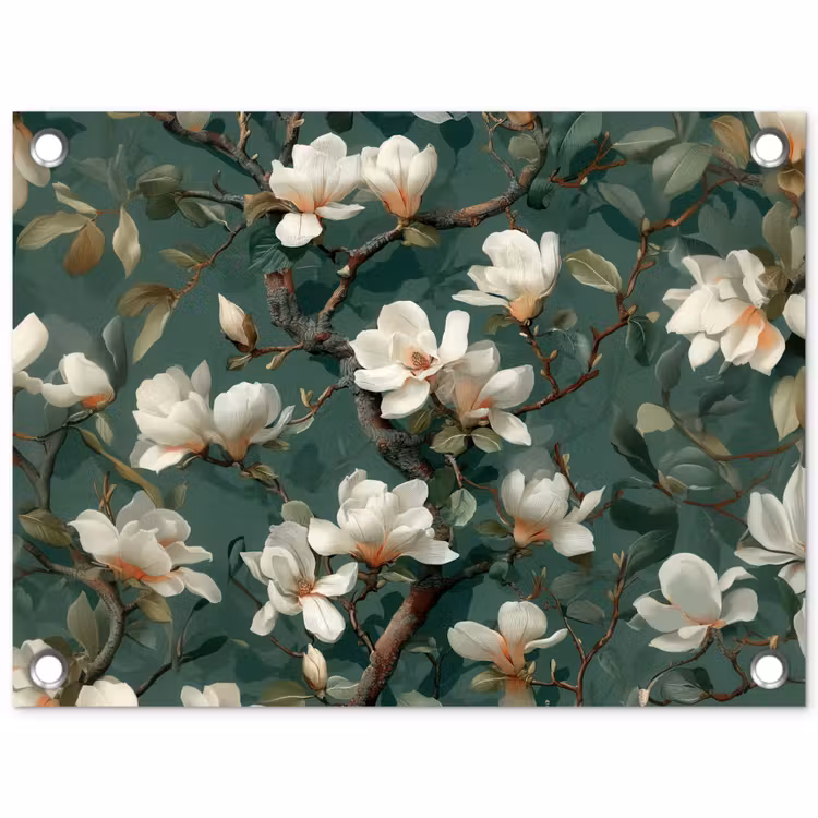 Tuinposter - Bloemen - Takken - Wit - Klassiek — 1