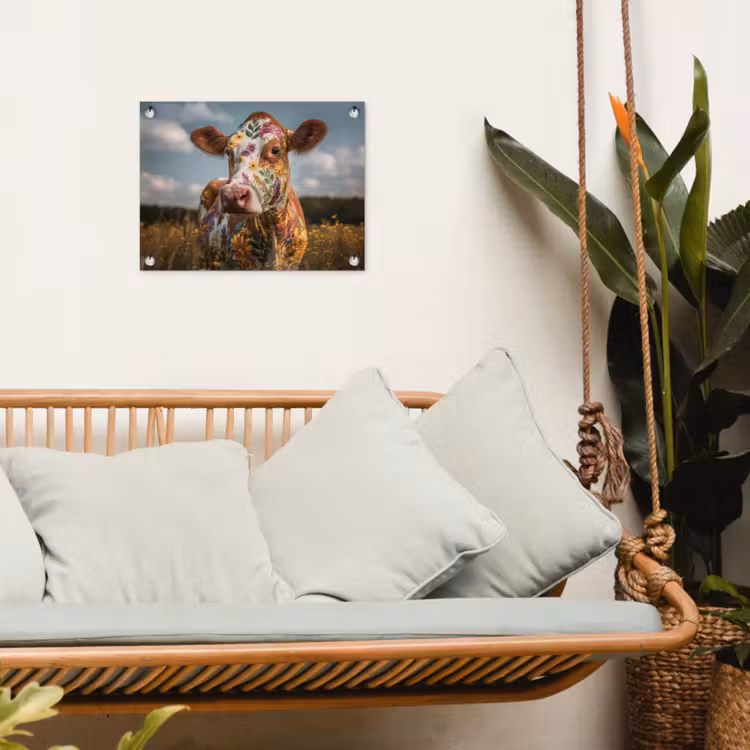 Tuinposter - Koe - Bloemen - Weiland — 5