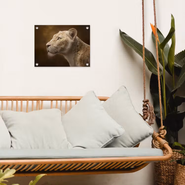 Tuinposter - Leeuwin - Bloemen - Wit - Goud — 5