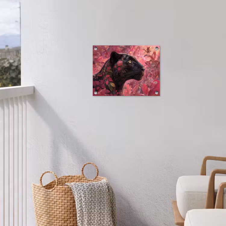 Tuinposter - Luipaard - Bloemen - Roze — 3