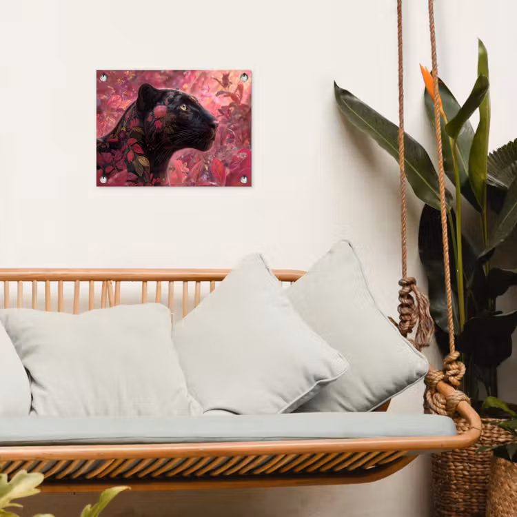Tuinposter - Luipaard - Bloemen - Roze — 5