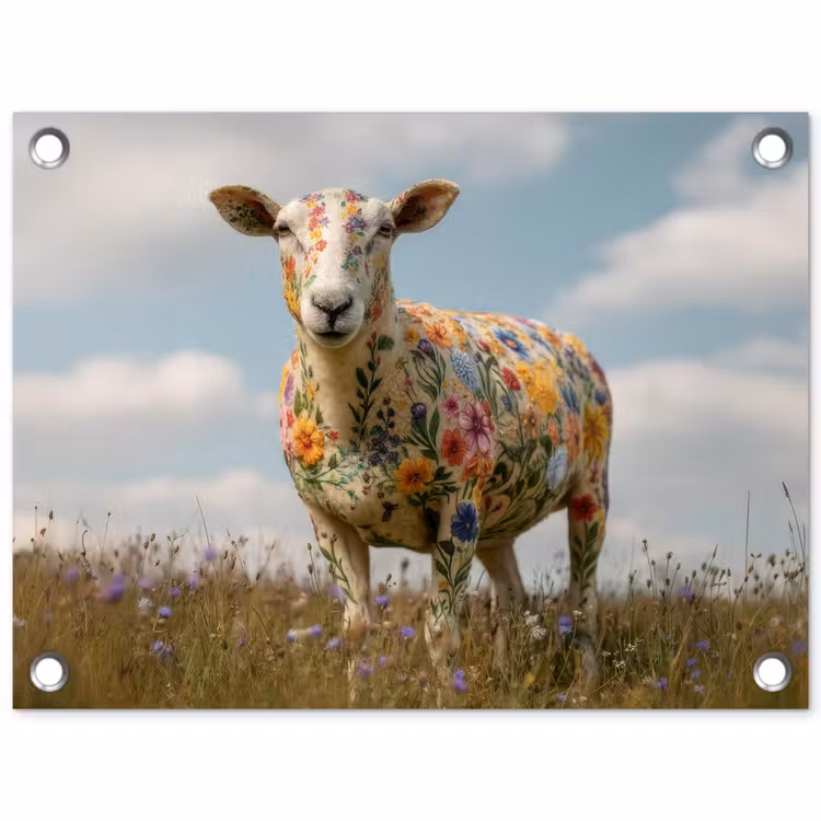Tuinposter - Schaap - Bloemen - Weide — 1