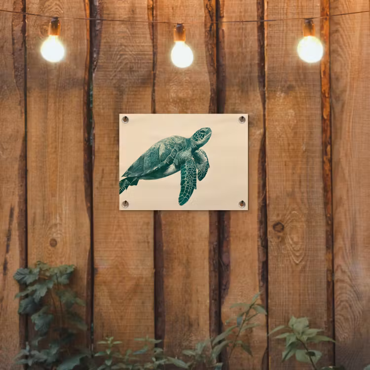 Tuinposter - Schildpad - Sierlijk - Groen - Schild — 2