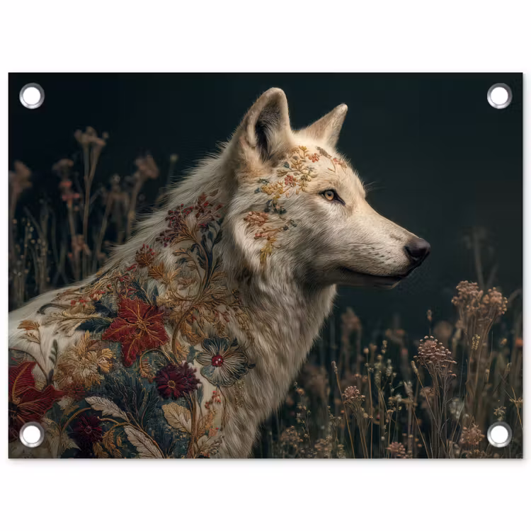 Tuinposter - Wolf - Bloemen - Natuur — 1