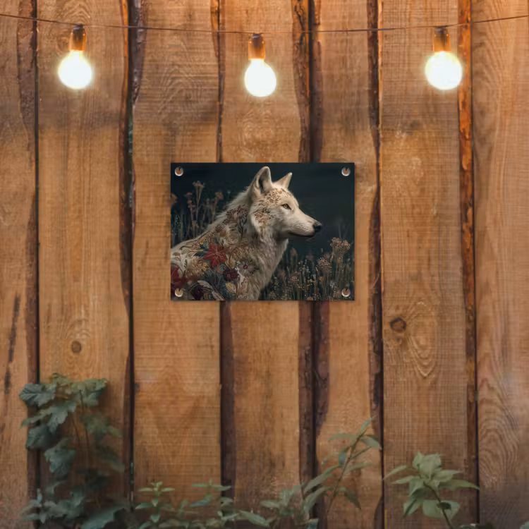 Tuinposter - Wolf - Bloemen - Natuur — 2