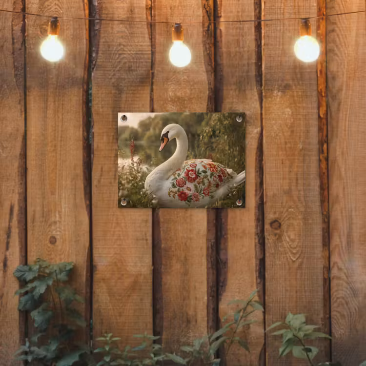 Tuinposter - Zwaan - Bloemen - Natuur — 2