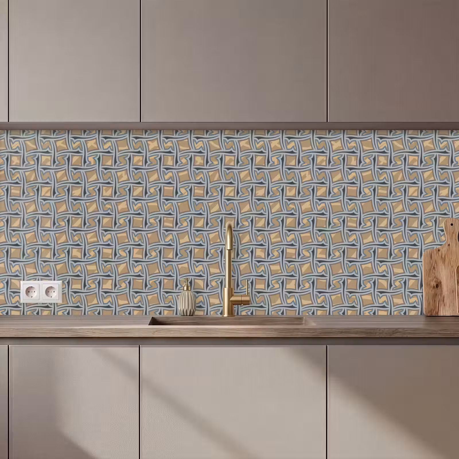 Keuken achterwand - Bruin - Patronen - Geometrie — 1