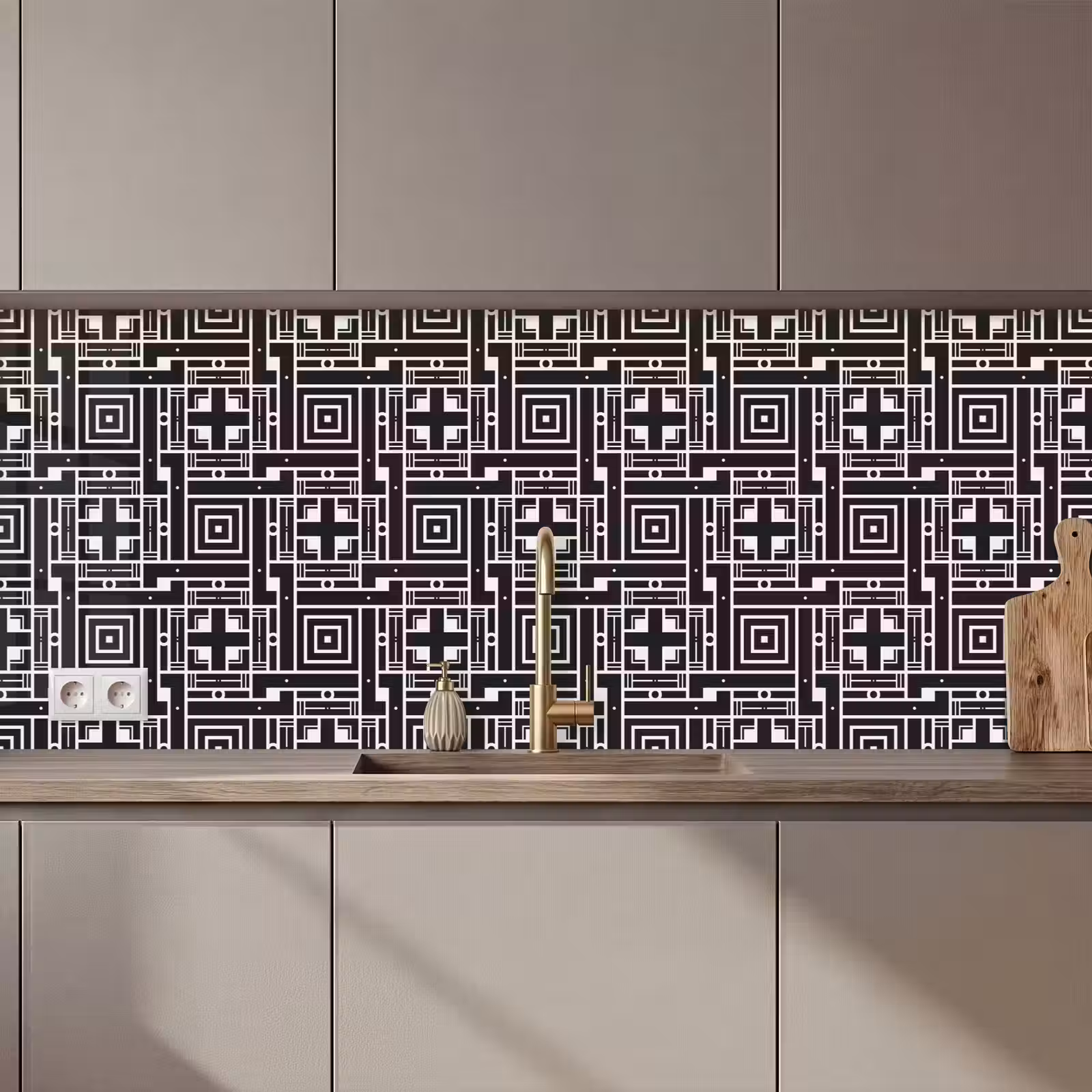 Keuken achterwand - Geometrie - Patroon - Zwart — 1