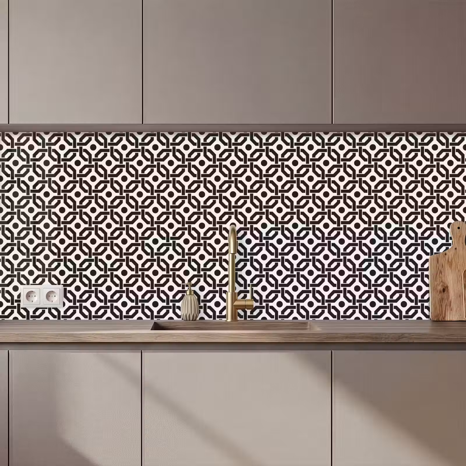 Keuken achterwand - Zwart - Geometrie - Design — 1