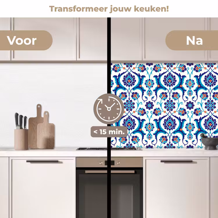 Keuken achterwand - Bloemen - Patronen - Blauw — 2