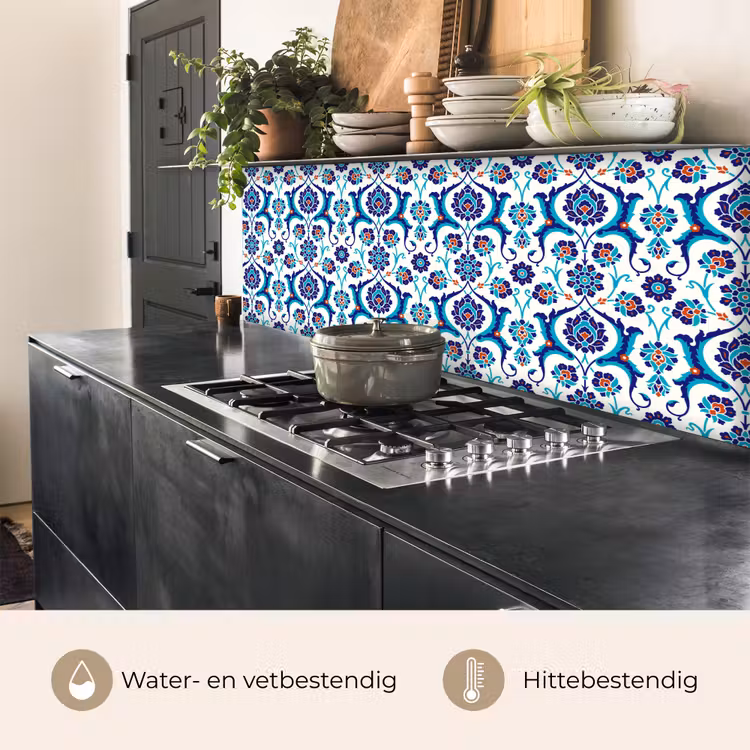 Keuken achterwand - Bloemen - Patronen - Blauw — 3