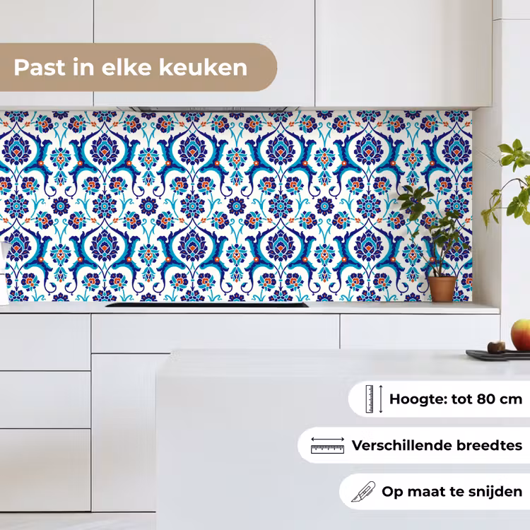 Keuken achterwand - Bloemen - Patronen - Blauw — 4