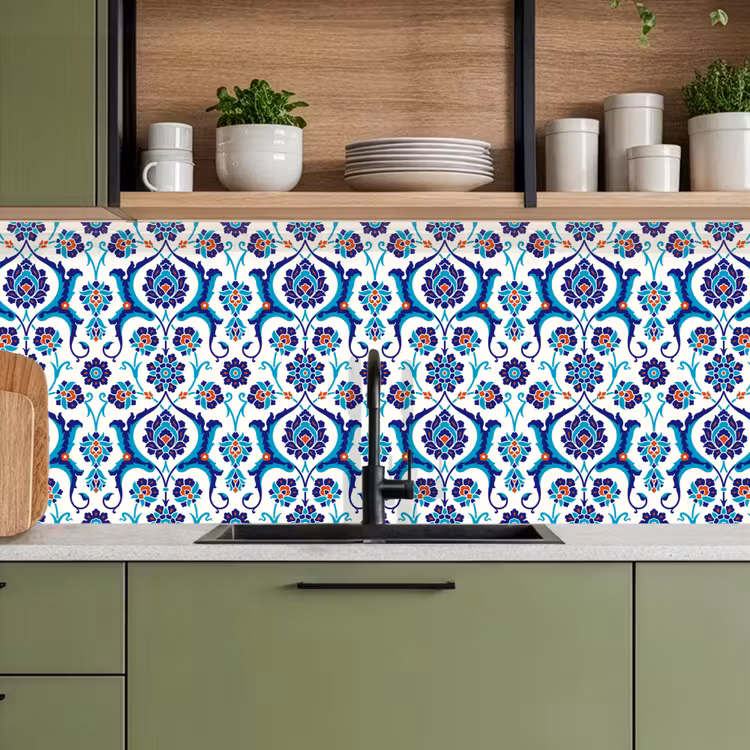 Keuken achterwand - Bloemen - Patronen - Blauw — 5