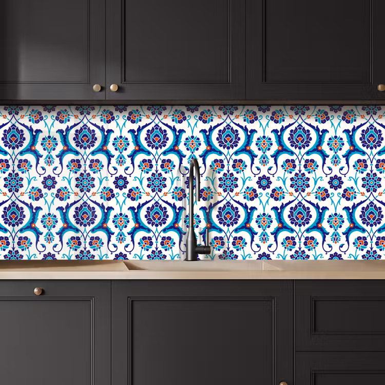 Keuken achterwand - Bloemen - Patronen - Blauw — 6
