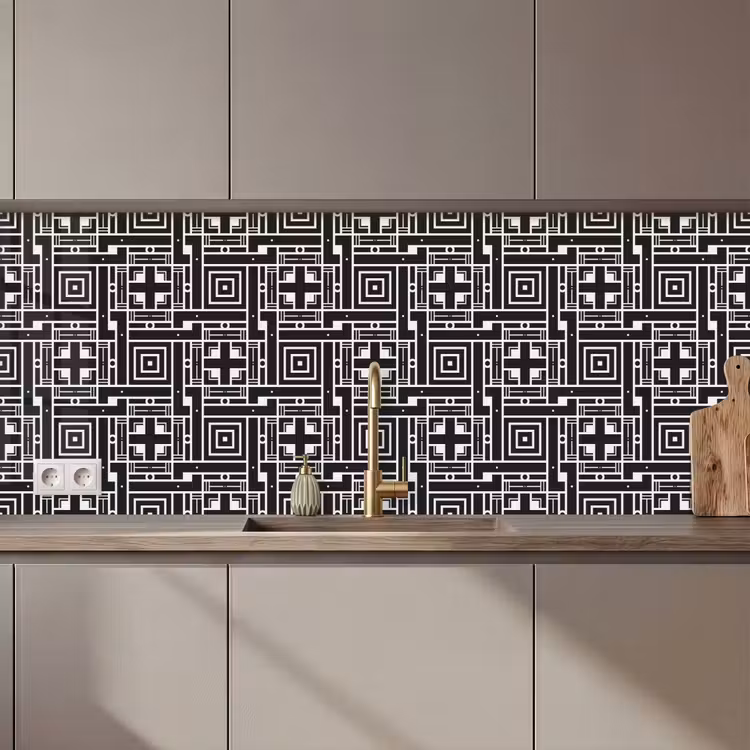 Keuken achterwand - Geometrie - Patroon - Zwart — 1