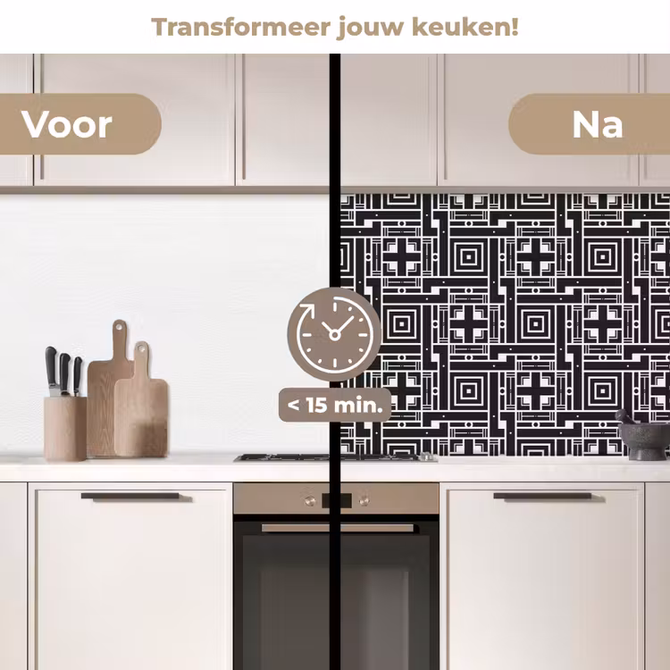 Keuken achterwand - Geometrie - Patroon - Zwart — 2
