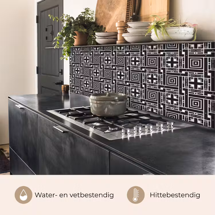 Keuken achterwand - Geometrie - Patroon - Zwart — 3