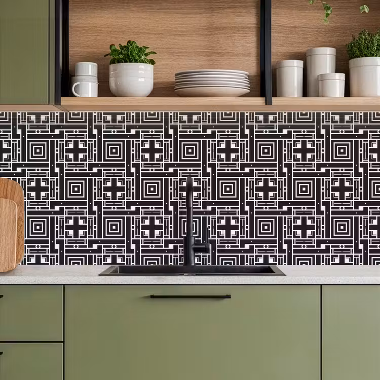 Keuken achterwand - Geometrie - Patroon - Zwart — 5