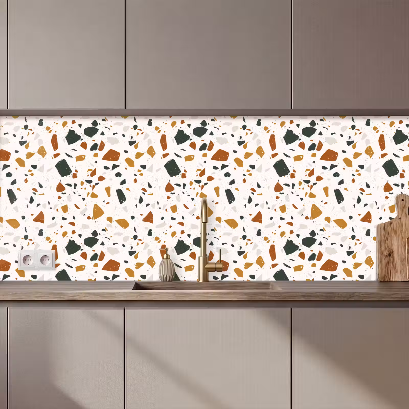 Keuken achterwand - Terrazzo - Patroon - Wit - Terra — 1