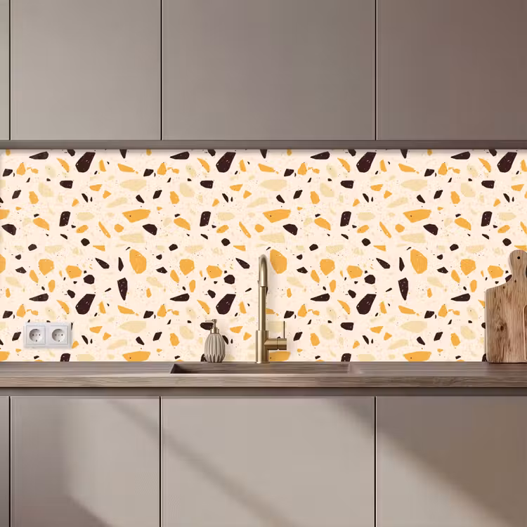 Keuken achterwand - Terrazzo - Patroon - Geel - — 1