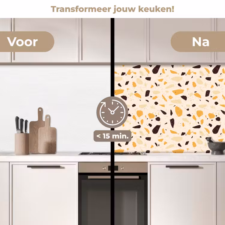 Keuken achterwand - Terrazzo - Patroon - Geel - — 2
