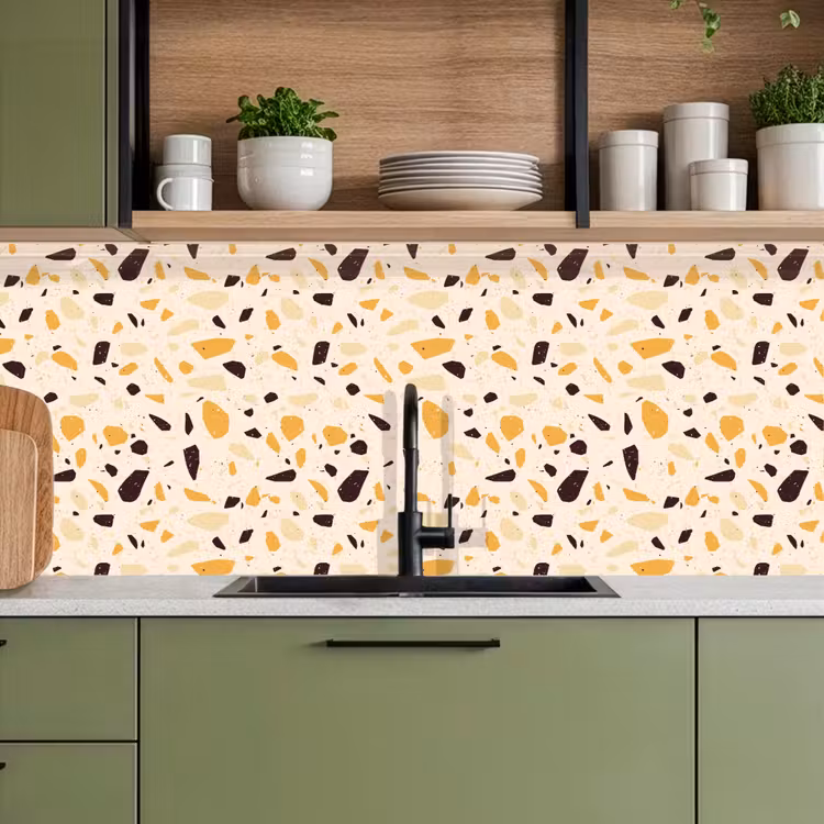 Keuken achterwand - Terrazzo - Patroon - Geel - — 5