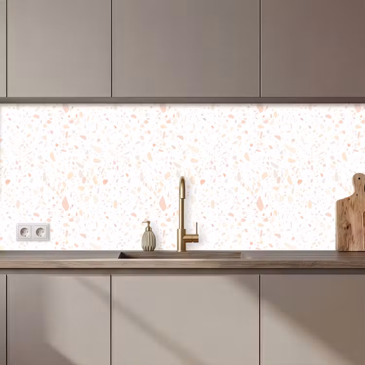 Keuken achterwand - Terrazzo - Patroon - Wit - Perzik — 1