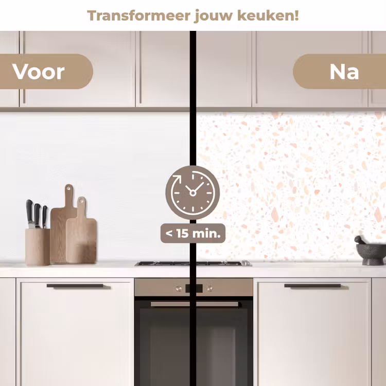 Keuken achterwand - Terrazzo - Patroon - Wit - Perzik — 2