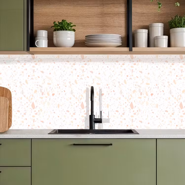 Keuken achterwand - Terrazzo - Patroon - Wit - Perzik — 5