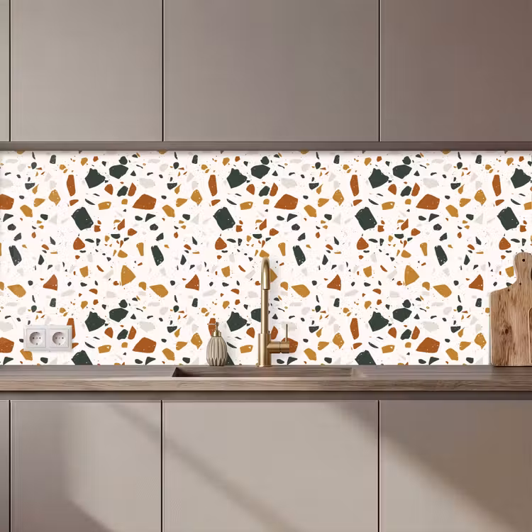 Keuken achterwand - Terrazzo - Patroon - Wit - Terra — 1
