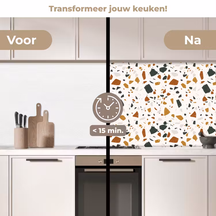 Keuken achterwand - Terrazzo - Patroon - Wit - Terra — 2