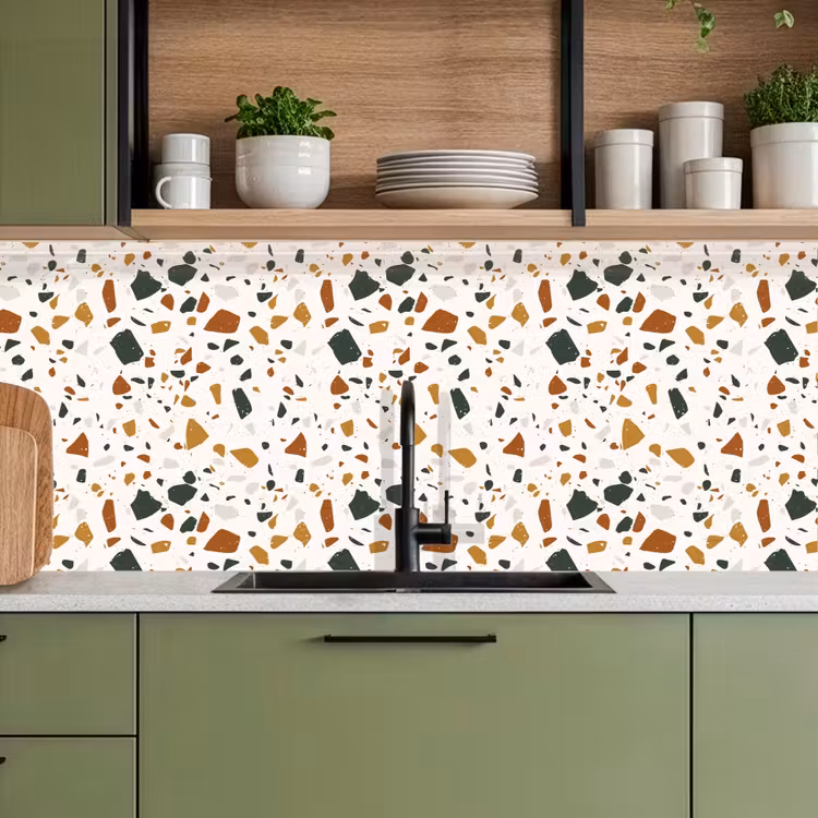 Keuken achterwand - Terrazzo - Patroon - Wit - Terra — 5