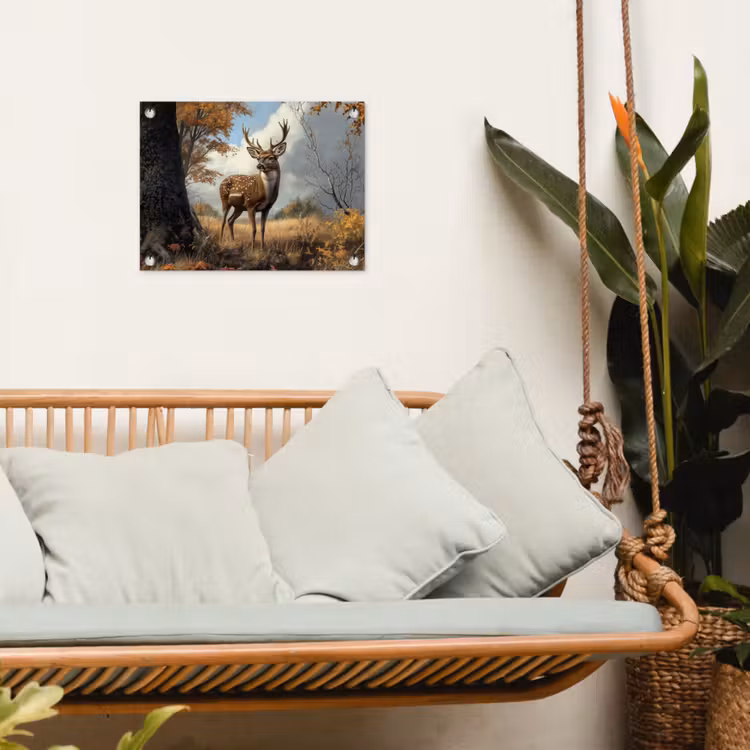 Tuinposter - Hert - Herfstkleuren - Boom - Gewei — 5
