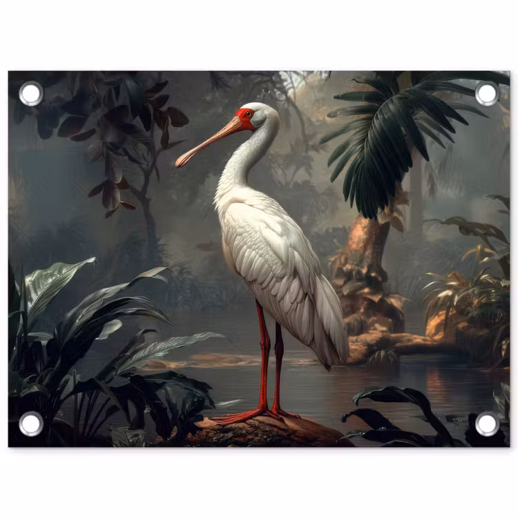 Tuinposter - Lepelaar - Tropisch - Wit - Bladeren — 1