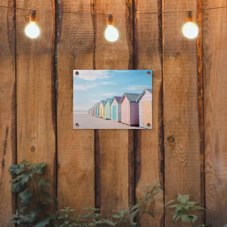 Tuinposter - Strandhuisjes - Kleurrijk - Zee — 2
