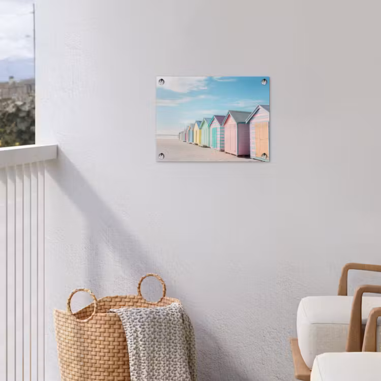 Tuinposter - Strandhuisjes - Kleurrijk - Zee — 3