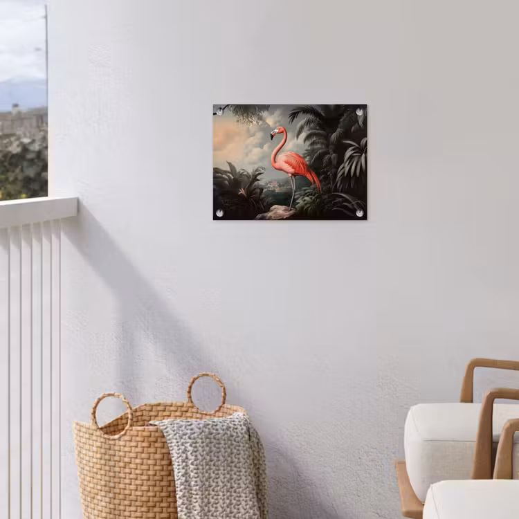 Tuinposter - Tropisch - Flamingo - Roze - Bladeren — 3