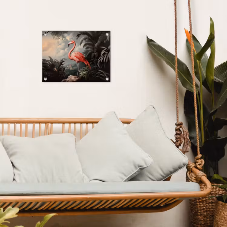 Tuinposter - Tropisch - Flamingo - Roze - Bladeren — 5