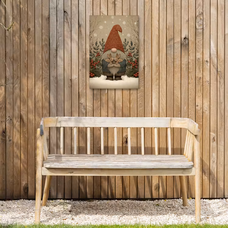 Buiten canvas - Kerstgnome - Konijntjes - Kleurrijk — 3