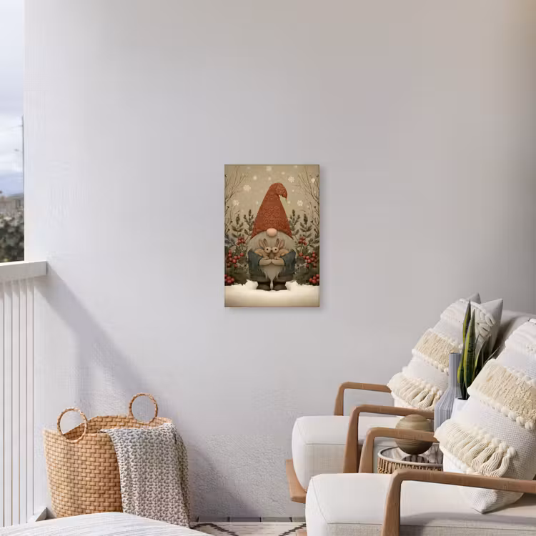 Buiten canvas - Kerstgnome - Konijntjes - Kleurrijk — 4